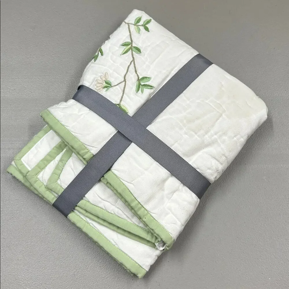 Pottery Barn x Monique Lhuillier Meadow Quilted King Sham Embroidered Bird NEW
